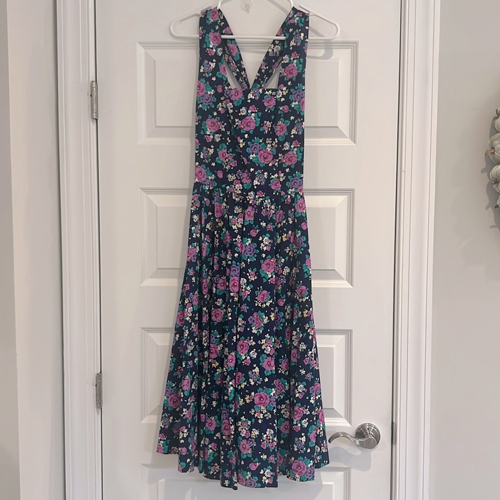 Lanz Vintage Floral 8 Petite Dress w Navy Base